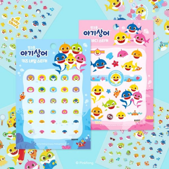 핑크퐁 아기상어 키즈네일스티커1개, BS03N - 신나는 바다파티 [네일], 1개