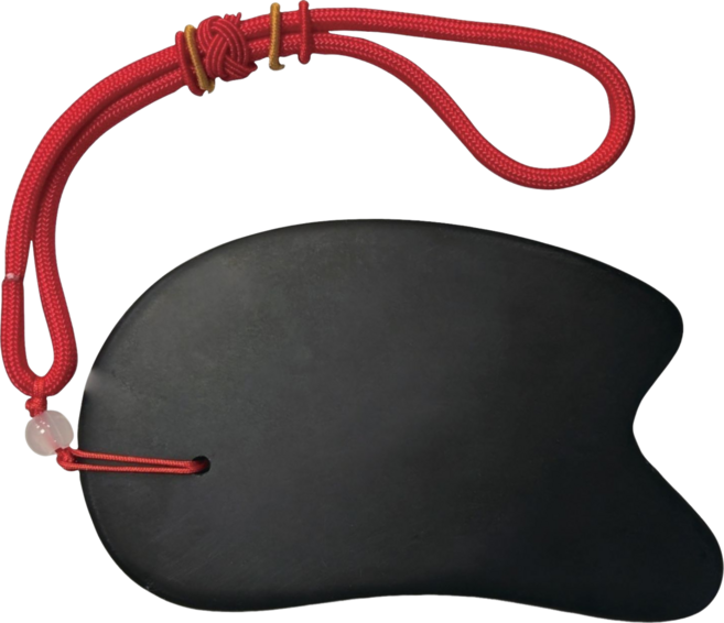 砭石多功能刮痧板，10.5x6.5公分，舒適握感，舒緩放鬆，附掛繩設計，黑色, 黑色, 1個