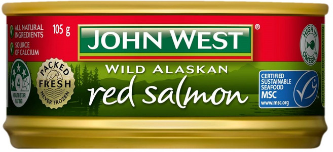 존 웨스트 와일드 알래스카 레드 연어 105g John West Wild Alaskan Red Salmon, 1개