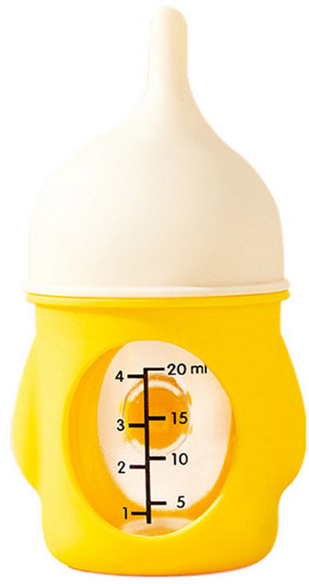 둥둥펫 반려동물 급여량 조절 실리콘 젖병, 1개, 옐로우