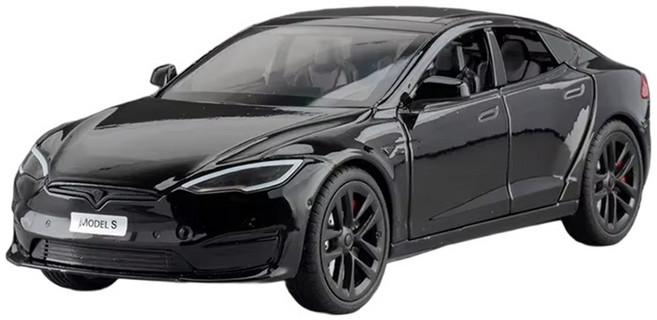 다이캐스트 금속 1:24 테슬라 모델 S 대형 세단 합금 풀백 자동차 모형, 1개, S_블랙