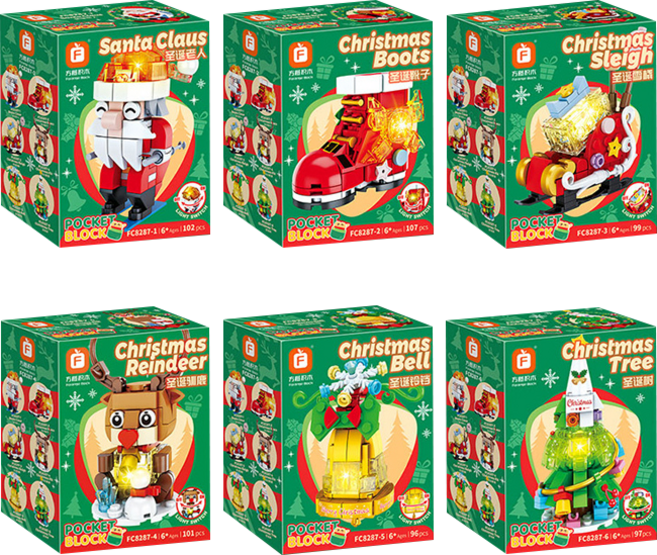 LED 불빛 크리스마스 블럭 6종세트 호환블럭 장식 반짝이블럭 선물, 1개
