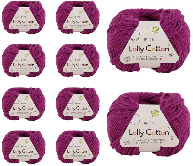 [앵콜스] (10볼묶음)롤리코튼 Lolly Cotton 5ply (80색의 고급코마코튼 소품인형실), 46 자색고구마 (**10볼묶음), 1개