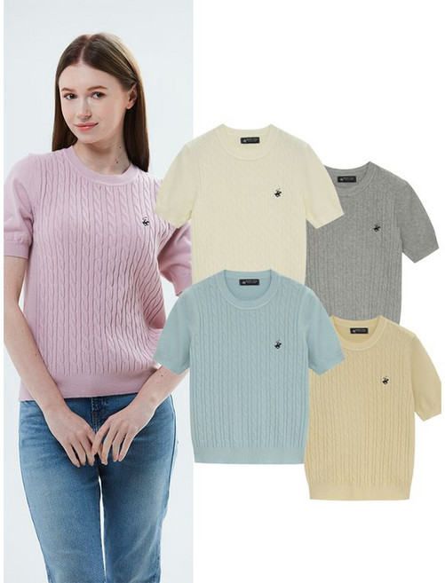 [비버리힐스폴로클럽] 여성 프론트 케이블 반팔니트 9종택1 TK218