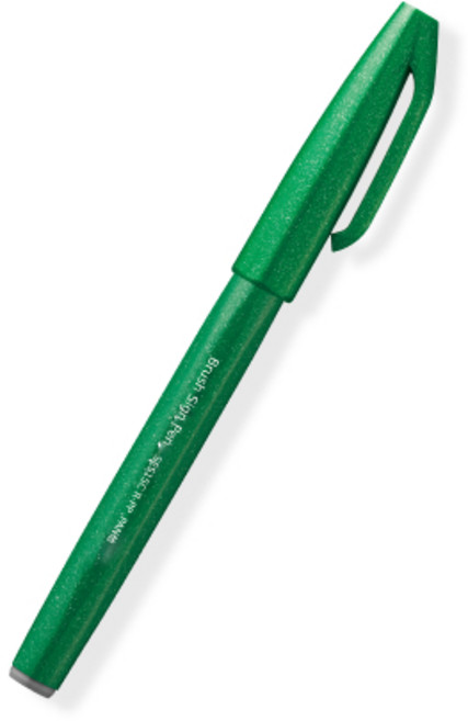 PENTEL 飛龍 SES15C 柔繪筆 彩繪毛筆 筆刷, 綠D, 1個裝