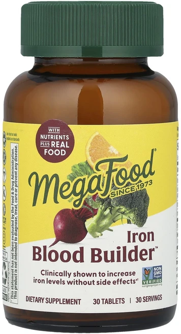 단백질 비타민 철분 마그내슘 칼슘 MegaFood Blood Builder 30정 고루고루섭취해주세요, 1개 - 쿠팡