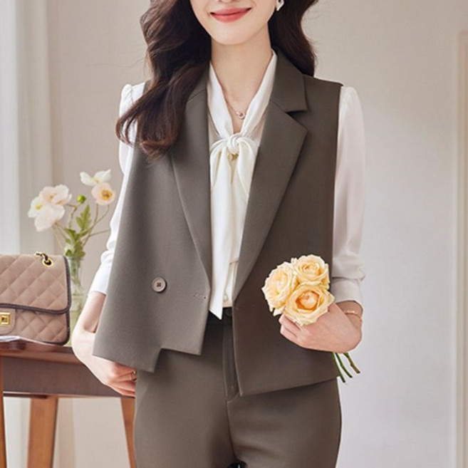 Makone 여성 정장 조끼 솔리드 심플 트랜드 오피스룩 코디네이터 데일리 베스트