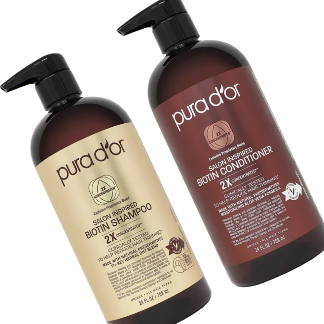 퓨라도어 살롱 인스파이어드 비오틴 2배 농축 샴푸 컨디셔너 세트 각 709ml, 1세트 - 쿠팡