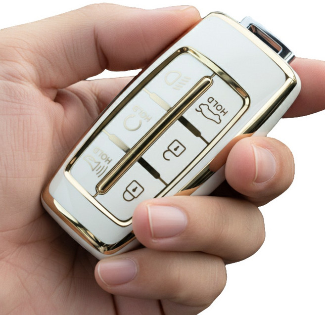 포스워백 제네시스 G70 G80 GV70 GV80 호환 스마트키 TPU 케이스, 6버튼, 하양