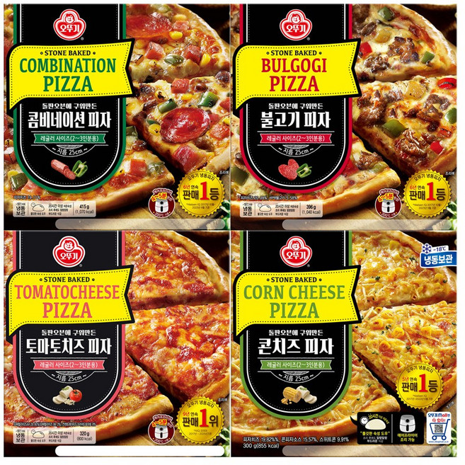 불고기 피자 396g+콤비네이션 피자 415g+마르게리타 피자 320g+콘치즈 피자 300g, 1세트, 1.431kg