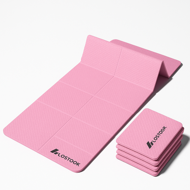 LOSTOOK 요가매트 접이식 홈트, 1개, 핑크