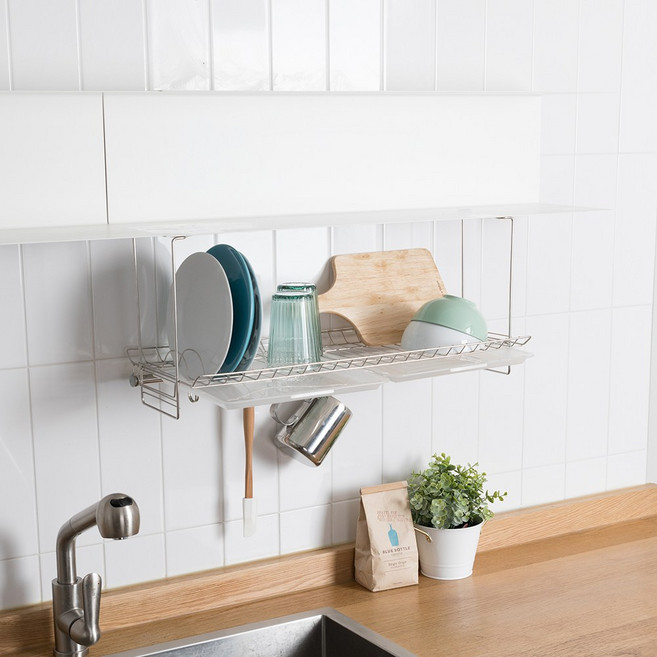할메이드 부착식 식기건조대 씽크선반 슬라이드 P쟁반 설치형 싱크선반, 1개, 1단