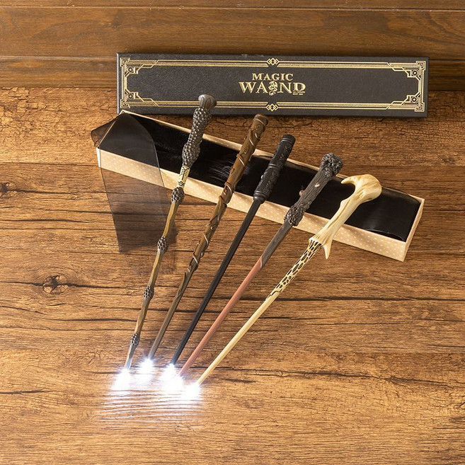 哈利波特魔杖發光周邊魔法棒杖 生日禮物, 1個, 此鏈接魔杖都不可噴火【燙金盒】原廠級(5件禮品)