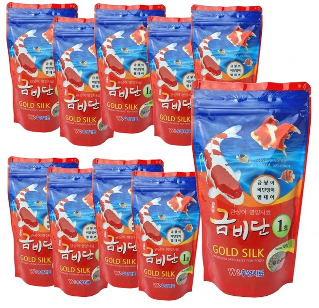금비단 골드실크 소형입자 1호 잉어&금붕어 관상어 영양사료, 10개, 120g - 쿠팡