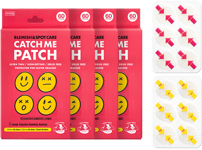 캐치미패치 프리미엄 아이드로콜로이드 스팟패치, 60개입, 4개