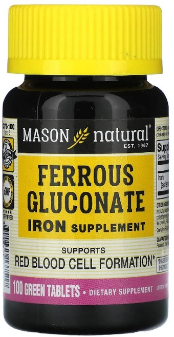 메이슨 내추럴 글루콘산제일철 녹색 정 100정, One Color, One Size, 1개 - 쿠팡