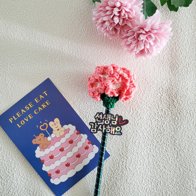 스승의날 선생님선물 감사선물 카네이션볼펜 스승의날토퍼, 연핑크화이트