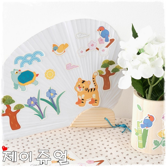 민화샵 한국 문화 전통 스티커 씰스티커, 전통스티커-사군자