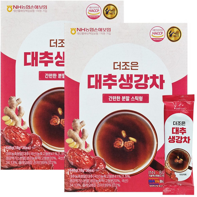 더존건강 더조은 대추생강차, 2개, 36개입, 18g