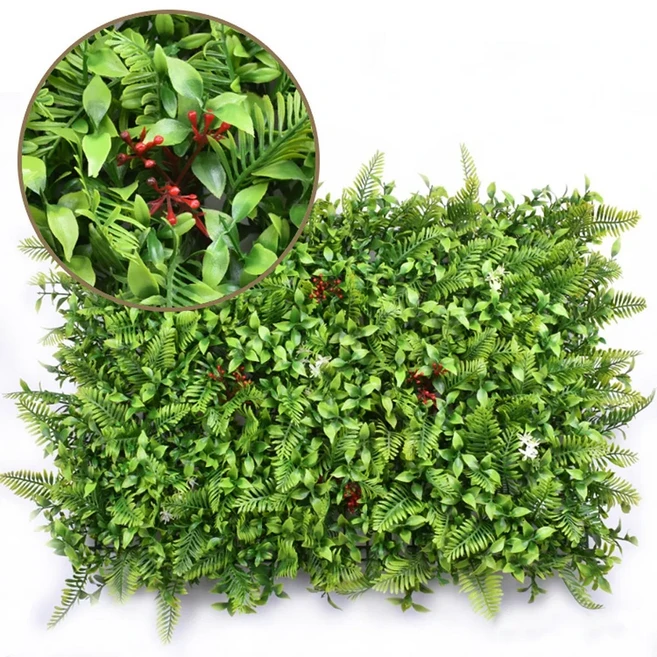 자외선 차단 인조 잔디 벽 패널 사각형 모양 녹색 플라스틱 식물 4060cm 크기 가짜 카펫, 07 Style 6