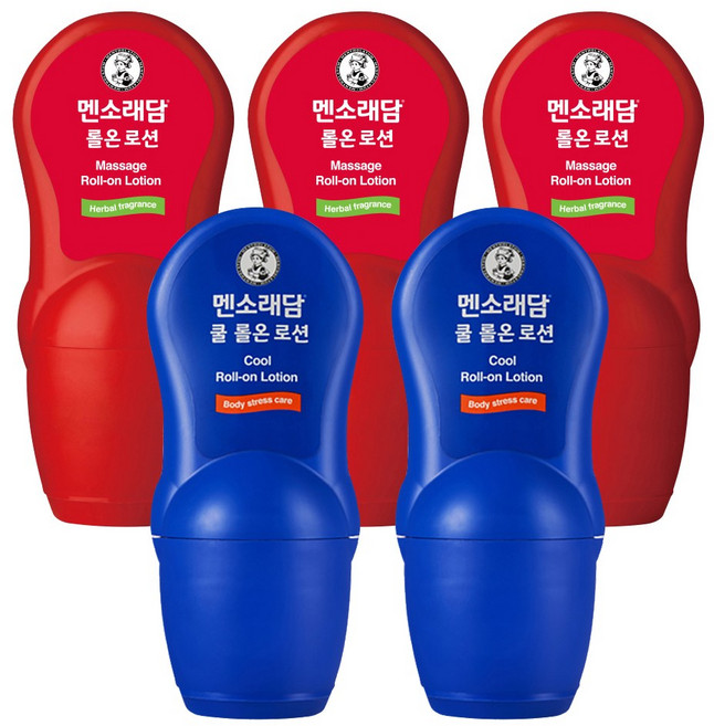 [멘소래담 공식] 멘소래담 쿨 롤온 로션 파스 50ml + 롤온 로션 파스 50ml, 쿨x2+핫x3