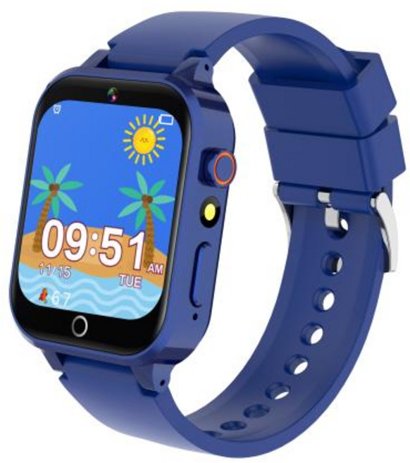 어린이 게임 5-12세용 스마트 시계 26개 게임이 포함된 어린이 선물 재미있는 사진 촬영 음악 플레이어 보수계 손전등 등, 파란, 1개