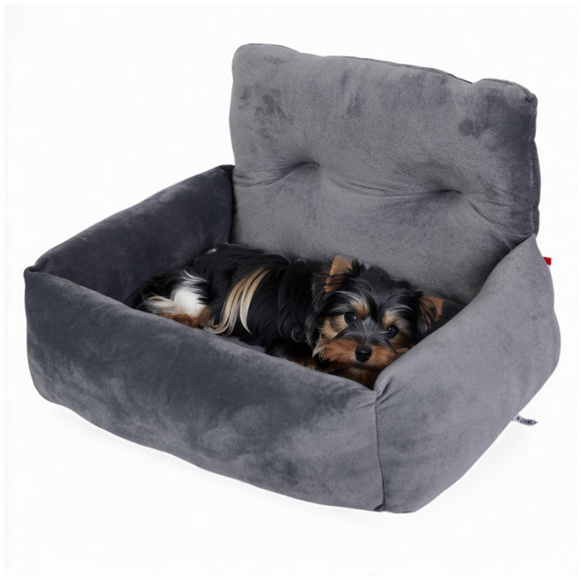 도그팜 강아지 자동차 카시트 극세사 애견 차량용 쿠션, 1개, 그레이