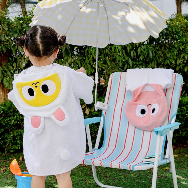 홈앤키즈 카카오프렌즈 내마음은 무지 KF 키즈 후드 타월 무지 유아 아기 어린이 어피치 목욕가운 목욕타올 비치가운 목욕수건 물놀이가운