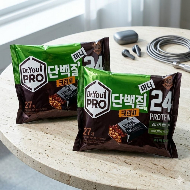 닥터유 프로 단백질바 크런치 미니 고단백 에너지바, 280g, 2개