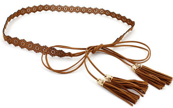 야스타 벨트249 스웨이드 테슬 끈벨트 여성벨트