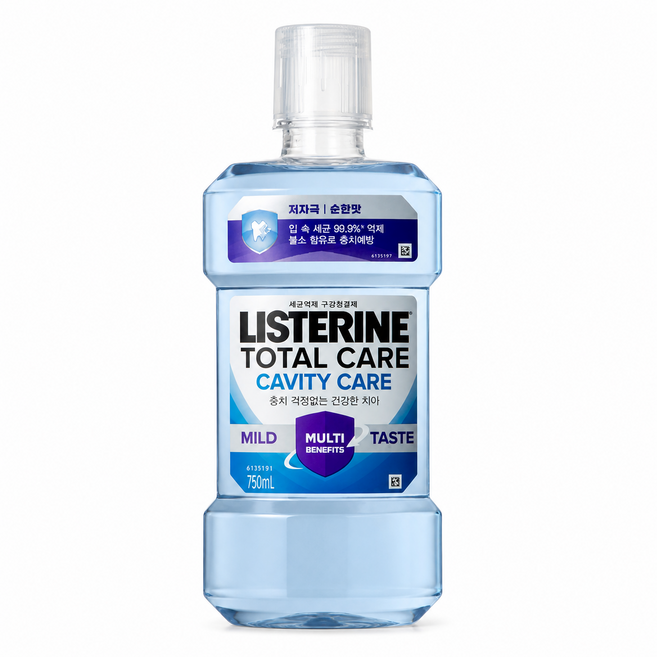 [NEW 충치케어] 리스테린 토탈케어 캐비티케어 마일드 구강청결제, 750ml, 4개