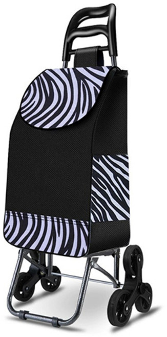 계단오르는 세발 접이식 쇼핑 카트 시장 바구니, (고무휠)지브라, 1개