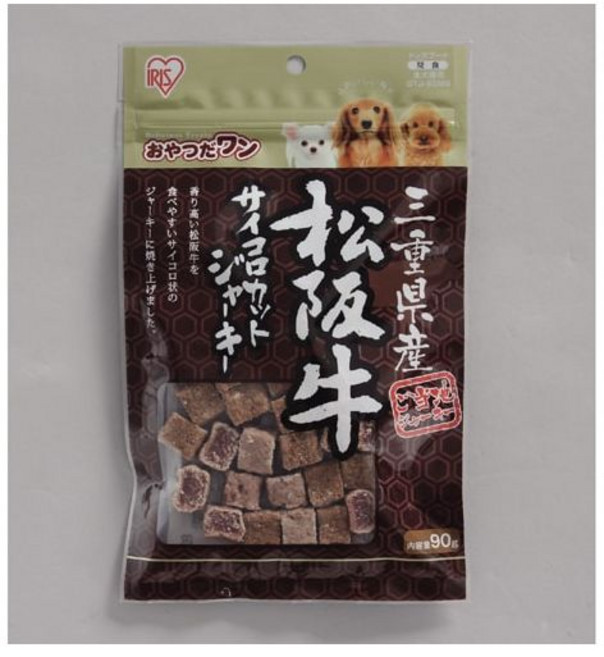 아이리스 오야마 IRIS OHYAMA 미에현산 마쓰자카규 주사위 컷 쟈키 TJ-90MS 강아지 간식 90g 일본산 모든 애견용, 1개