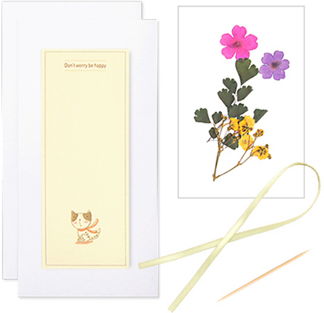 압화 책갈피만들기세트 DIY / 고양이 + 버베나디자인