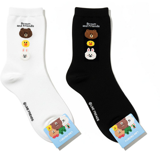 쫀쫀한 품질 국내 생산 정품 라인프렌즈 정품 캐릭터 여성 중목 양말