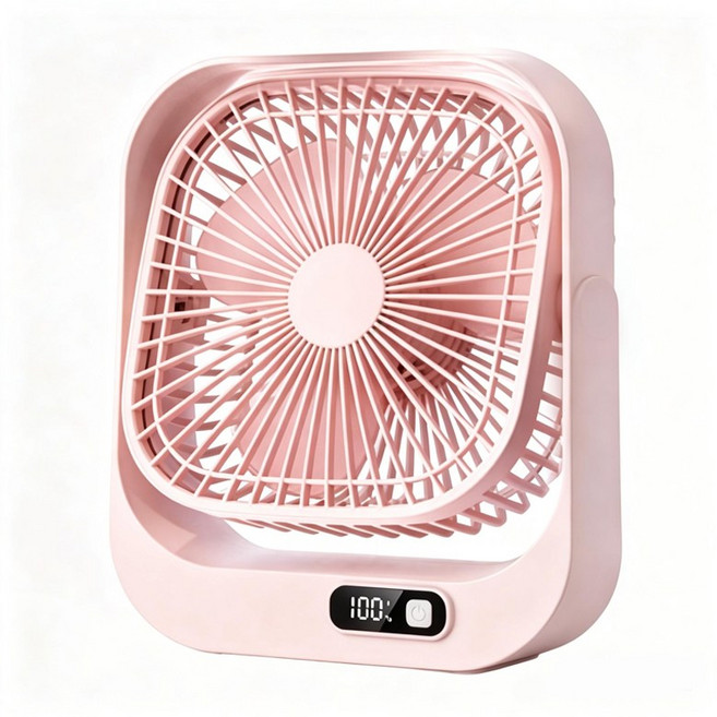 Darlisex스퀘어 미니 탁상용 무선 휴대용 선풍기, 핑크색, 1개