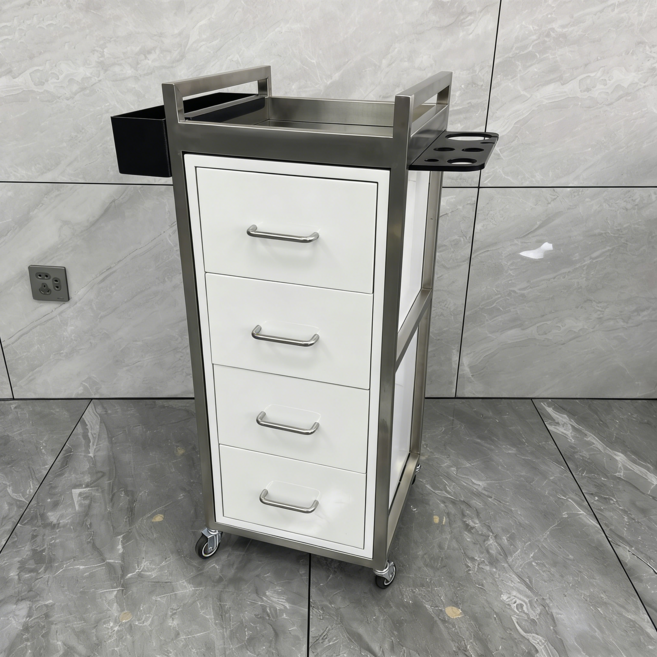 미용실 트롤리 정리대 헤어샵 바퀴형 거치대 츄레이, 1개, 화이트