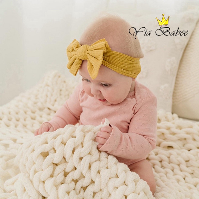 寶寶蝴蝶結髮帶 0-2歲女童公主髮帶 新生兒滿月週歲禮服 女嬰童寬髮帶頭飾配件歐美造型