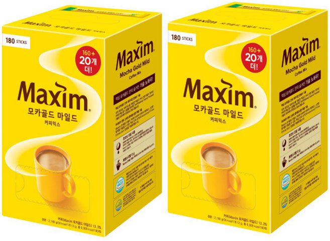 맥심 모카골드 마일드 180 180 총360T, 2개, 180개입, 12g