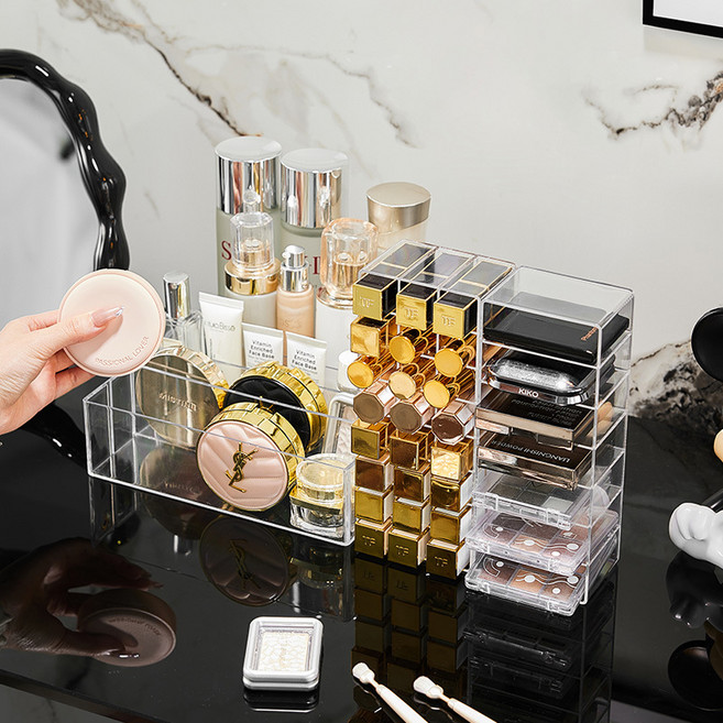 호밍사이 화장품 정리함 립스틱 아이섀도우 홀더 메이크업 쿠션 팩트 립스틱정리함 화장대, 투명, 3개