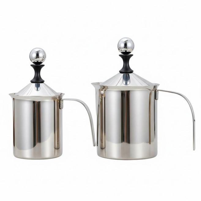 奶泡杯 不銹鋼奶泡杯 手動打奶泡器 拉花鋼杯 400cc, 1個