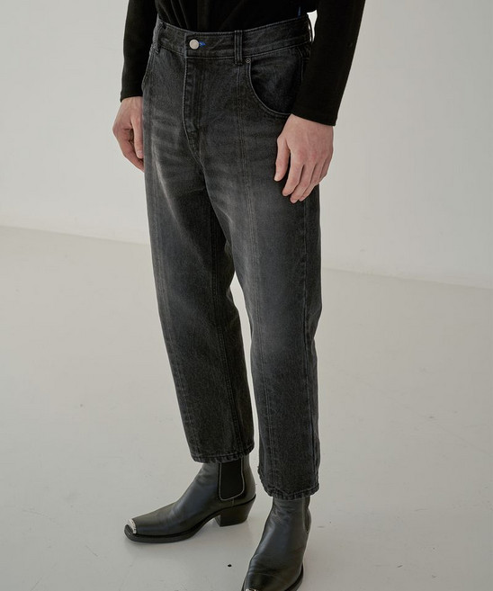 TRIP LE SENS CUTOUT CROP DENIM PANTS_BLACK