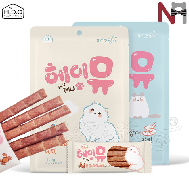 헤이뮤 고양이 져키 통으로 간 붉은대게 장어 콤보 2팩 / 맛별 2팩, 붉은대게 장어콤보 각1팩, 10g, 24개, 대게&장어