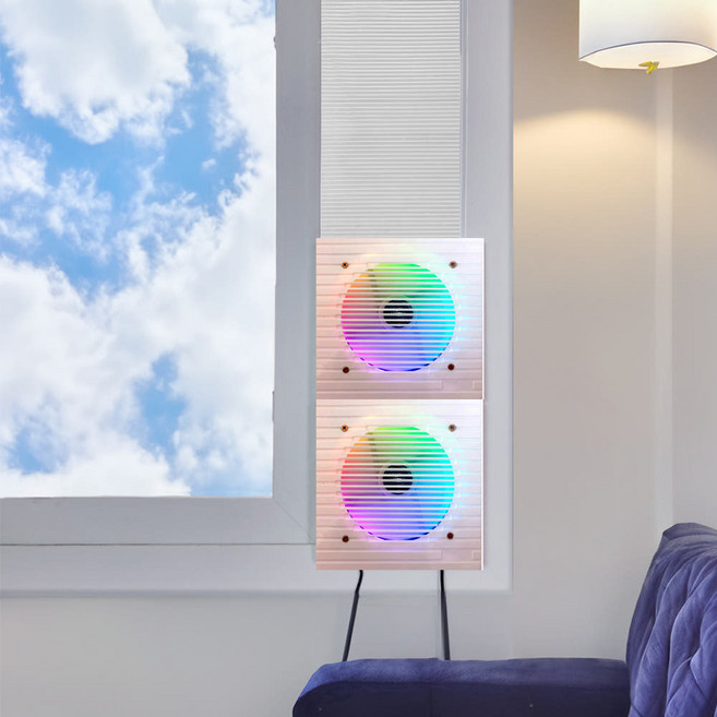 LED 환풍기 슬림형 창틀 창문 무타공 USB전원 무돌출 이동식 저소음 LED환풍기 1개