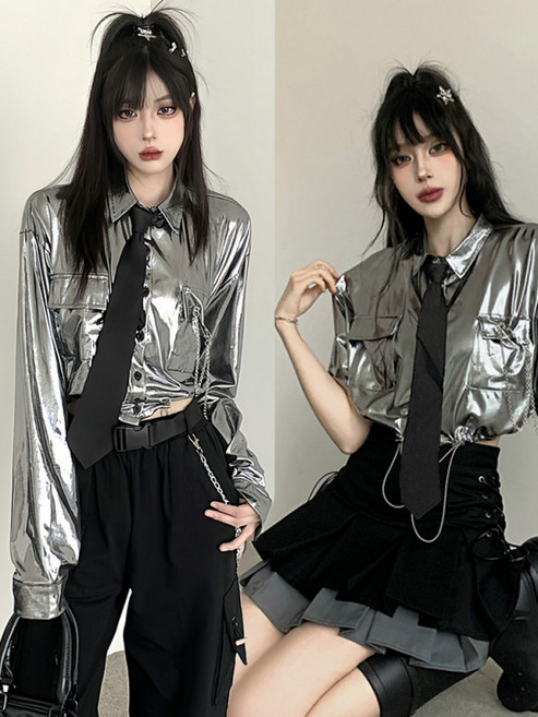 여성 힙합 재즈 댄스 공연 의상 세트 반짝이 스팽글 스타일 방송댄스복 스트릿 캐주얼