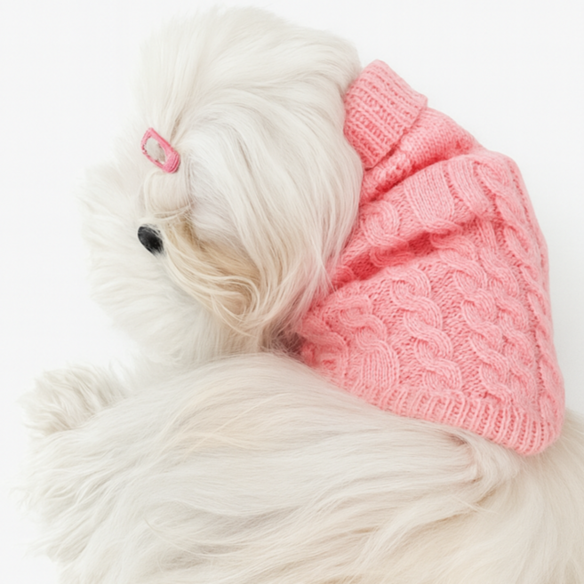 강아지 니트 스웨터 겨울 꽈배기 디자인 반려동물 의류, 1개, 핑크