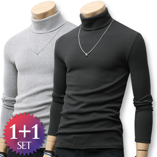 블루포스 루렌 1+1세트 남자 폴라티 목티 남성 목폴라티 빅사이즈 가을 겨울 긴팔 티셔츠 [국내생산]