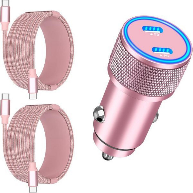 Linocell Apple MFi 인증 아이폰 17 자동차 충전기 리노셀 90W 듀얼 USB C 파워 담배 라이터 카플레이 17/17 프로 맥스/16 프로/15/갤럭시 S26/, Titanium Pink, Dual USB-C