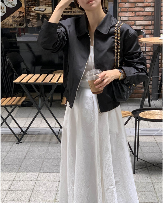 루어스룸 리메인 세미 크롭 가을 간절기 코튼 블루종 바람막이 자켓 (2color)