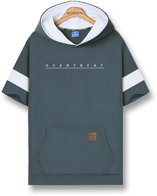 블루포스 슬로엇 반팔 후드티 베이직핏 남자 티셔츠 남성 빅사이즈 운동복 단체티 여름 커플티 츄리닝